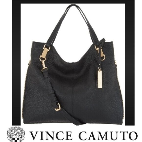 New w Tag $278 VINCE CAMUTO So Soft Black Lamb Leather Eliza Tote Shoulder Bag - Picture 1 of 10